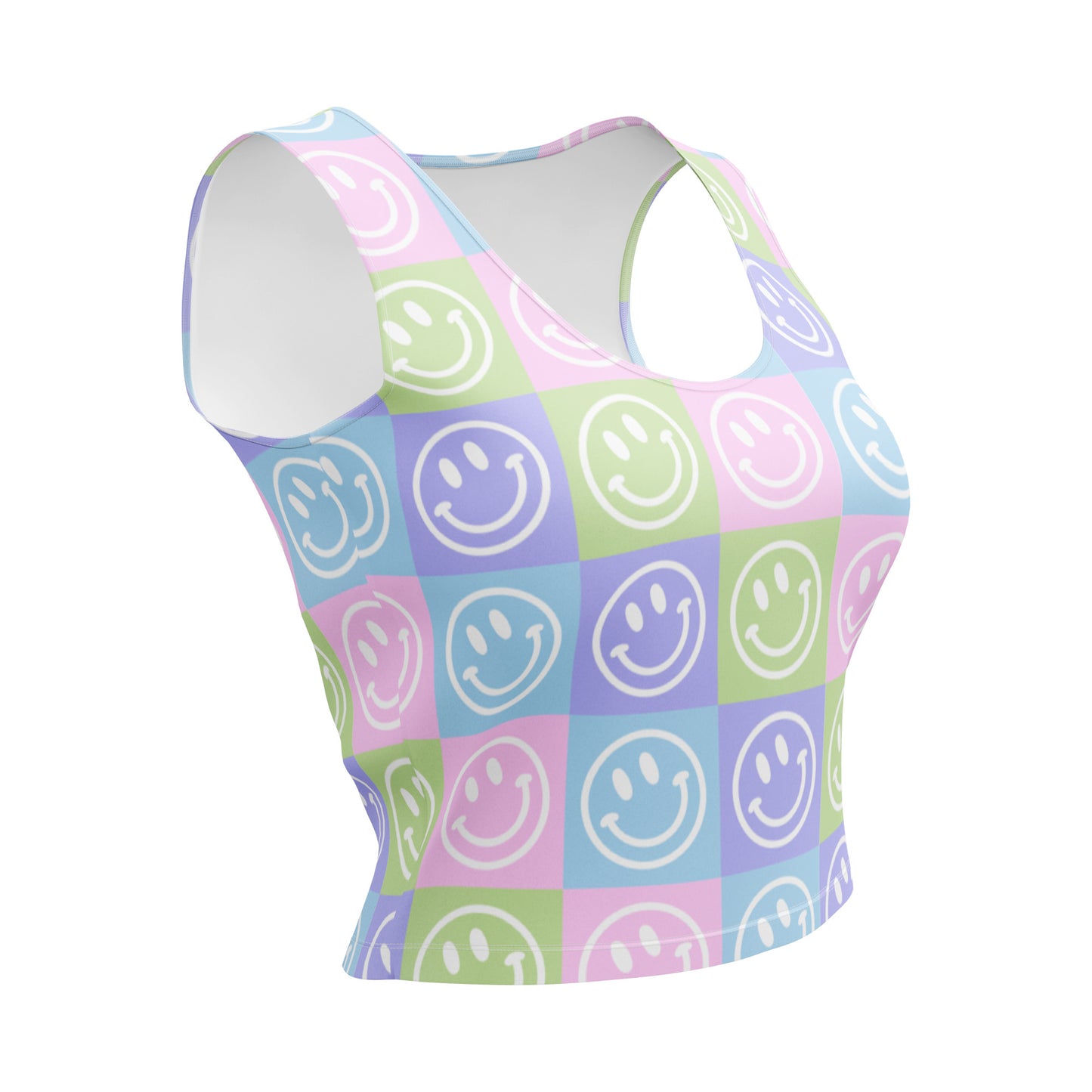 Pastel Checker Smile Crop Top