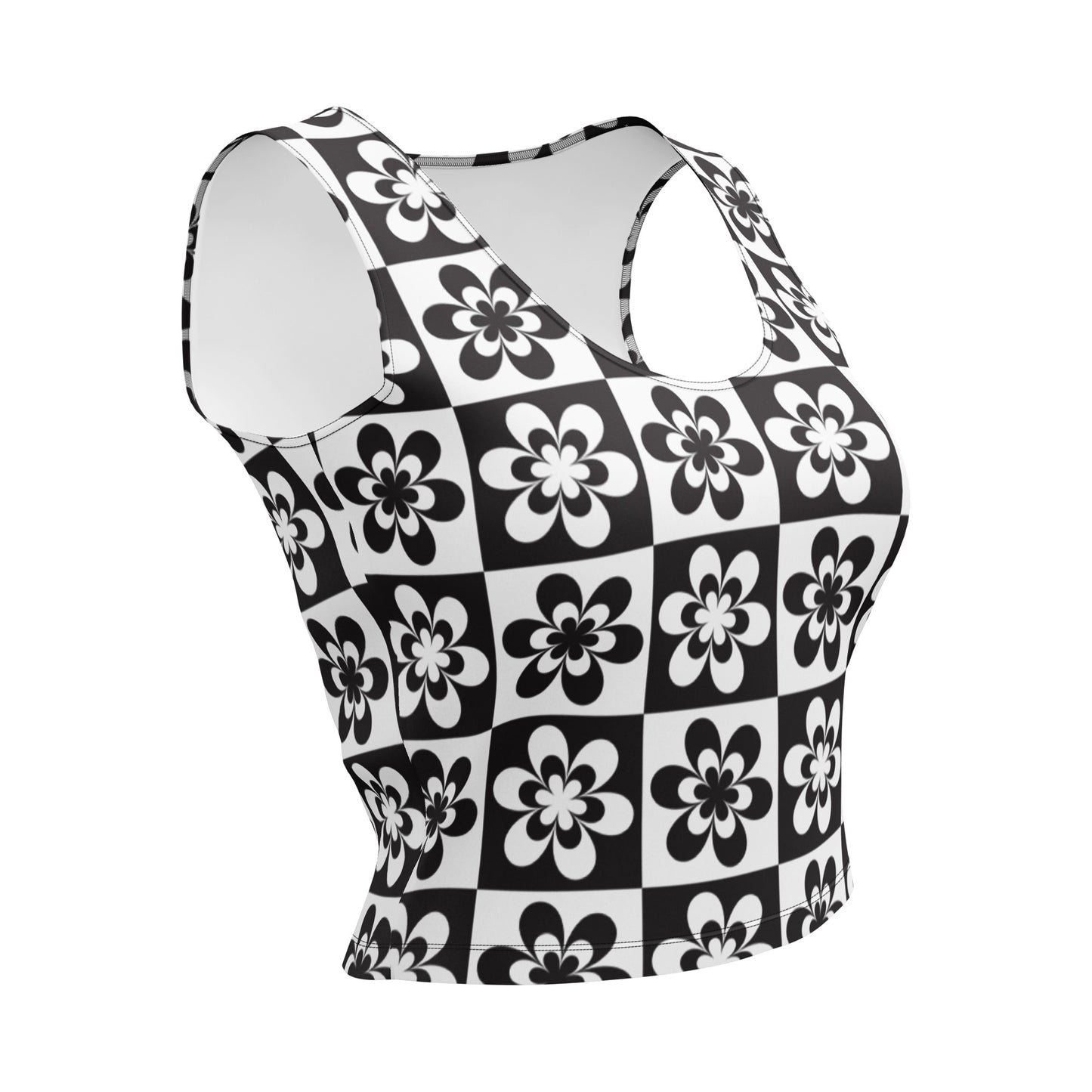 B&W Checker Daisy Crop Top