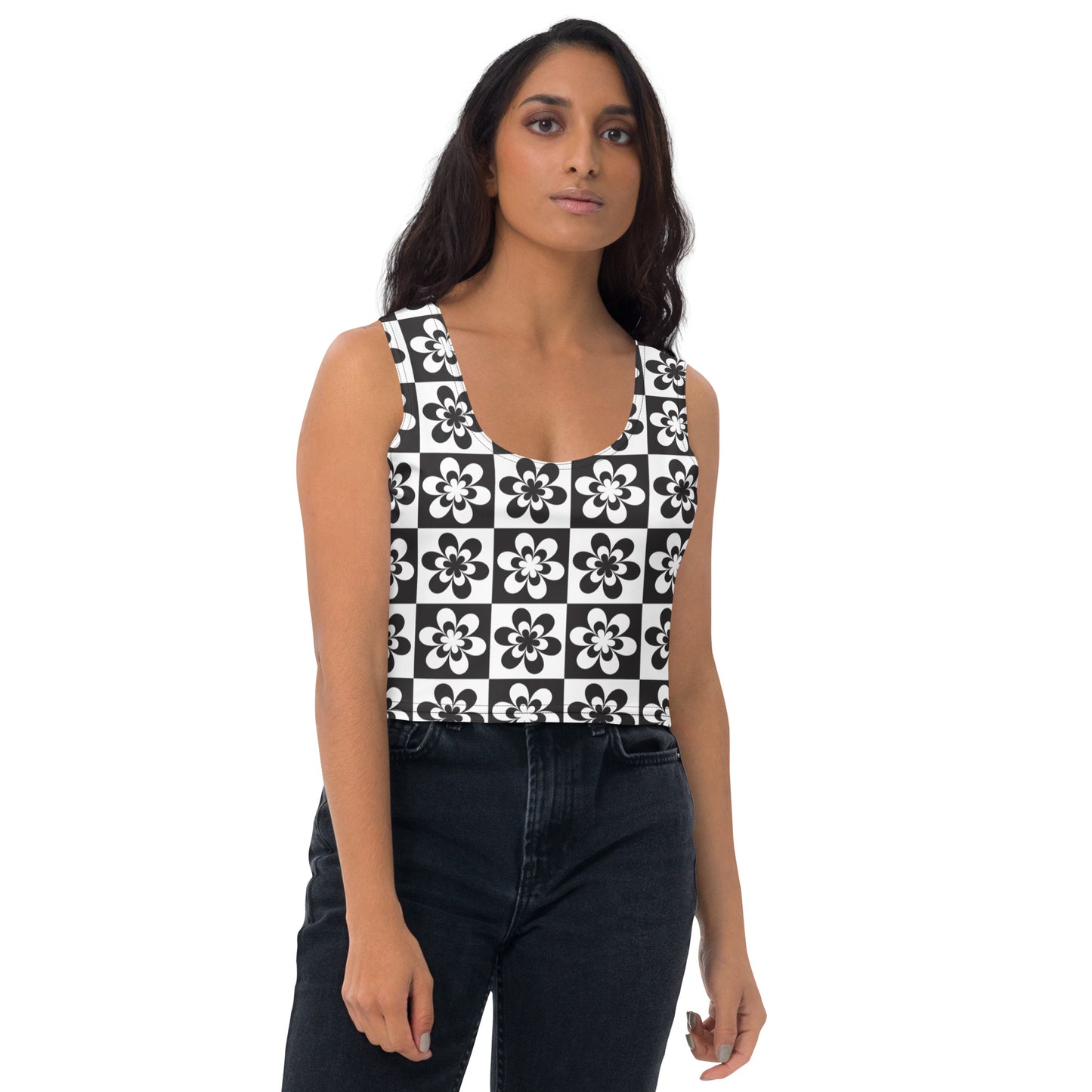 B&W Checker Daisy Crop Top