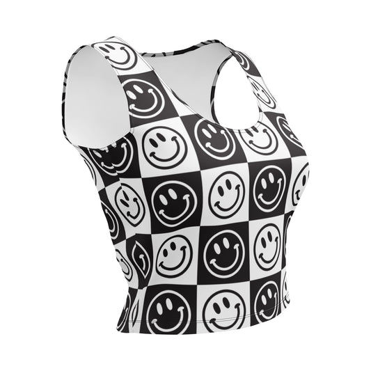 B&W Checker Smile Crop Top