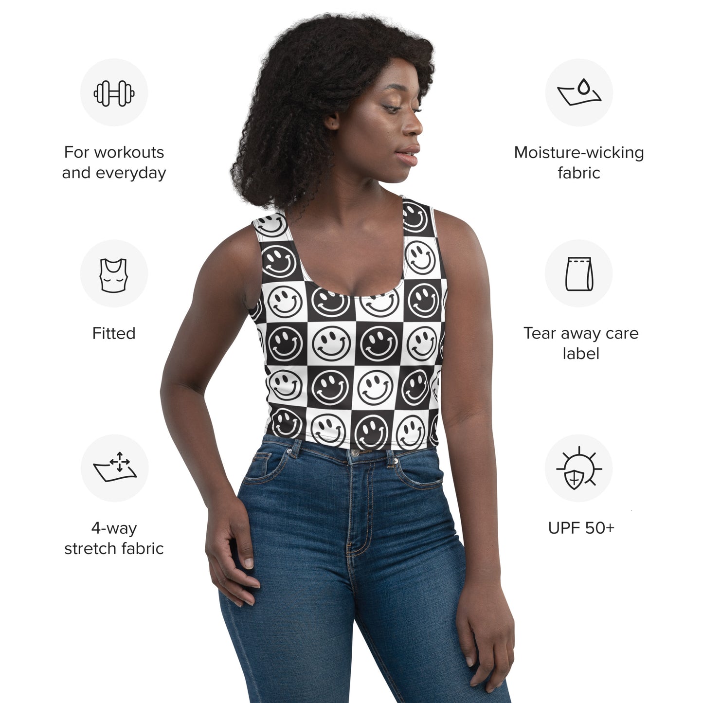 B&W Checker Smile Crop Top