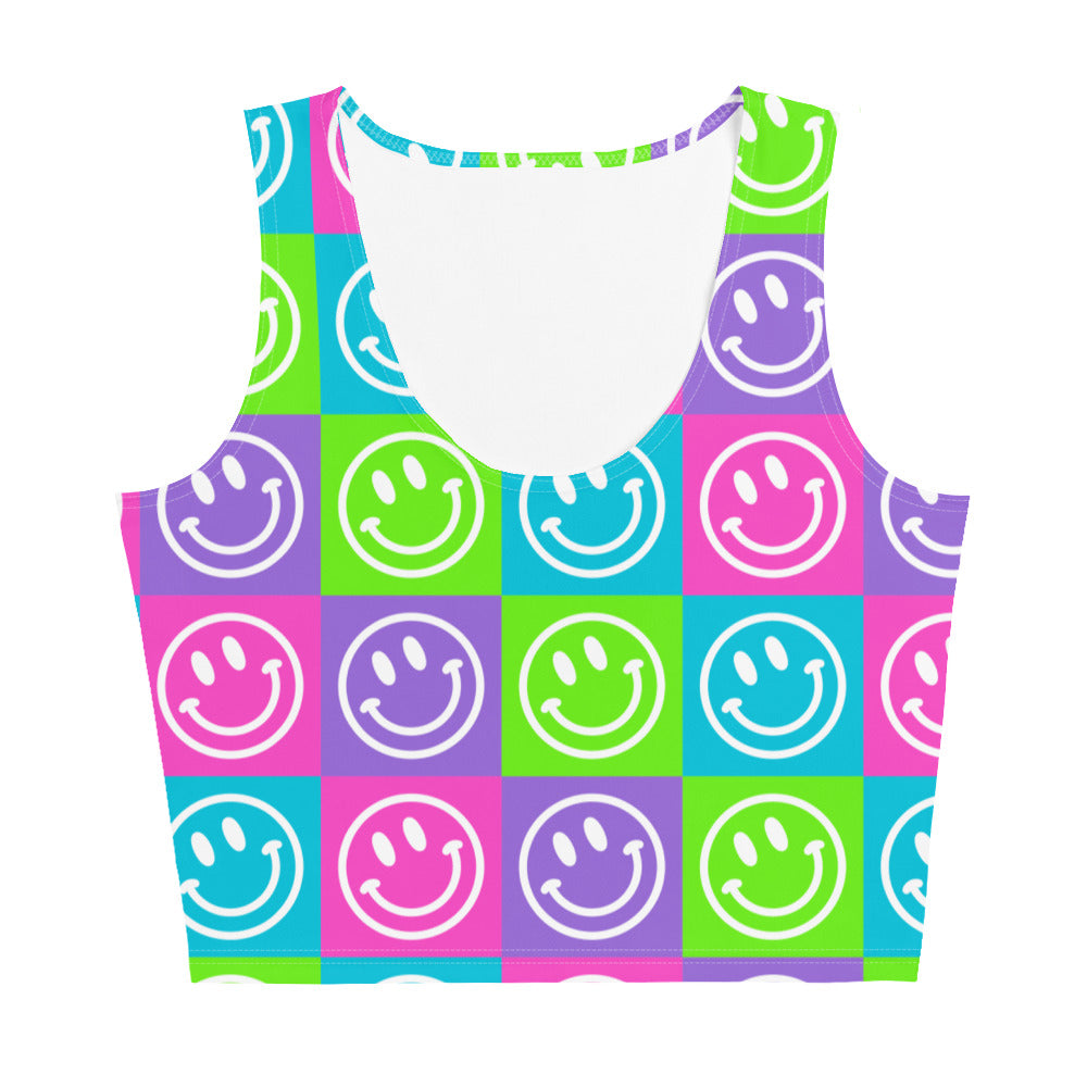 Bright Checker Smile Crop Top