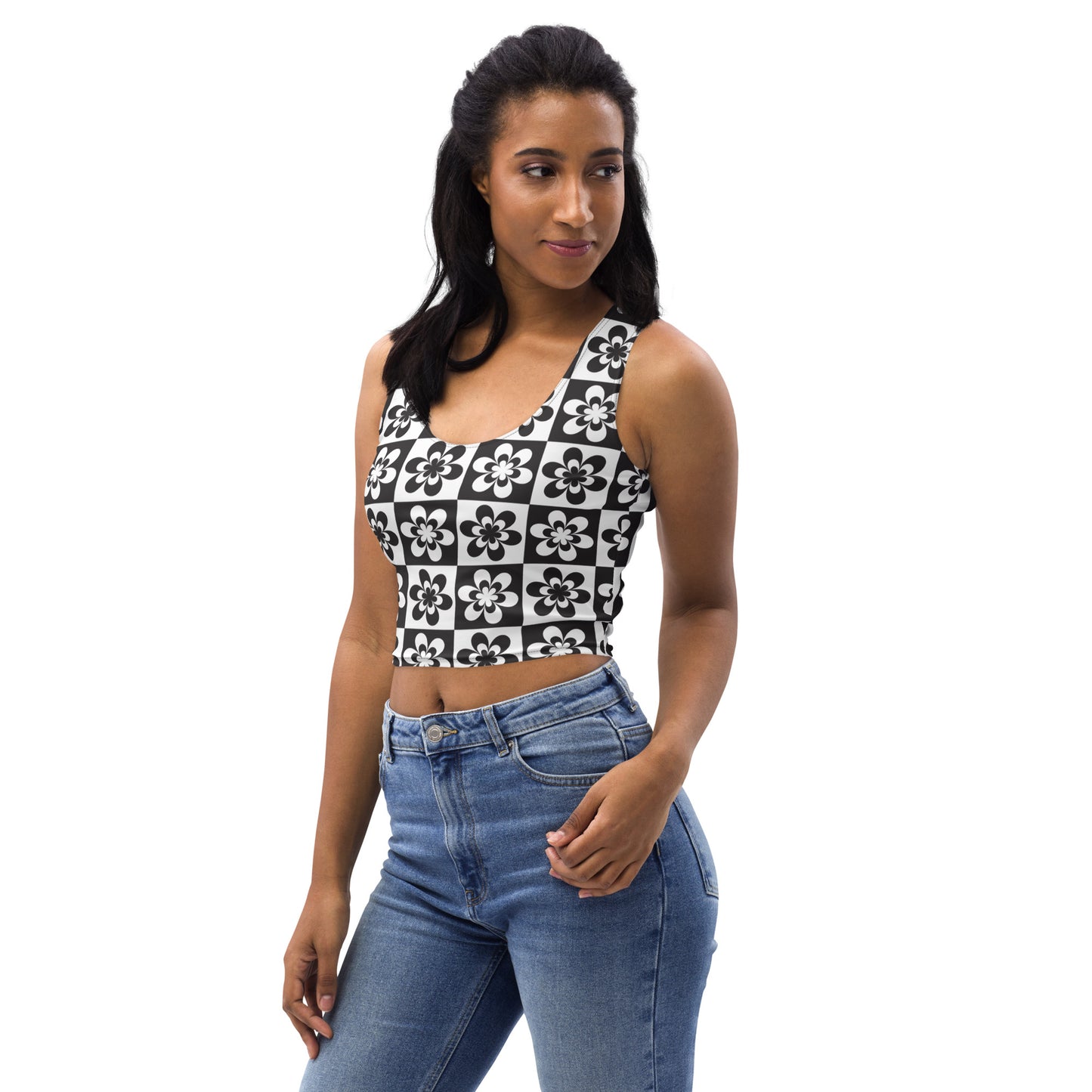 B&W Checker Daisy Crop Top