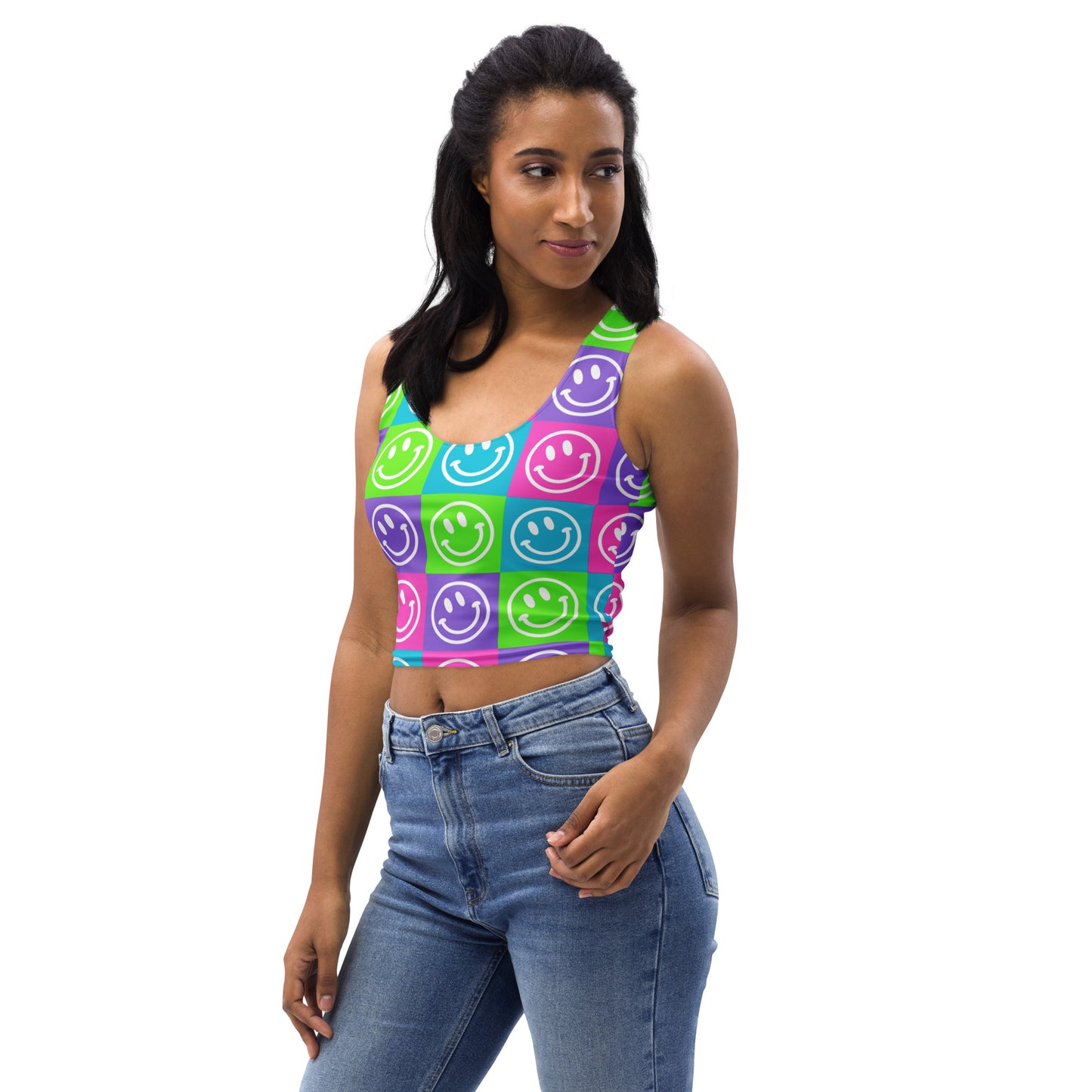 Bright Checker Smile Crop Top