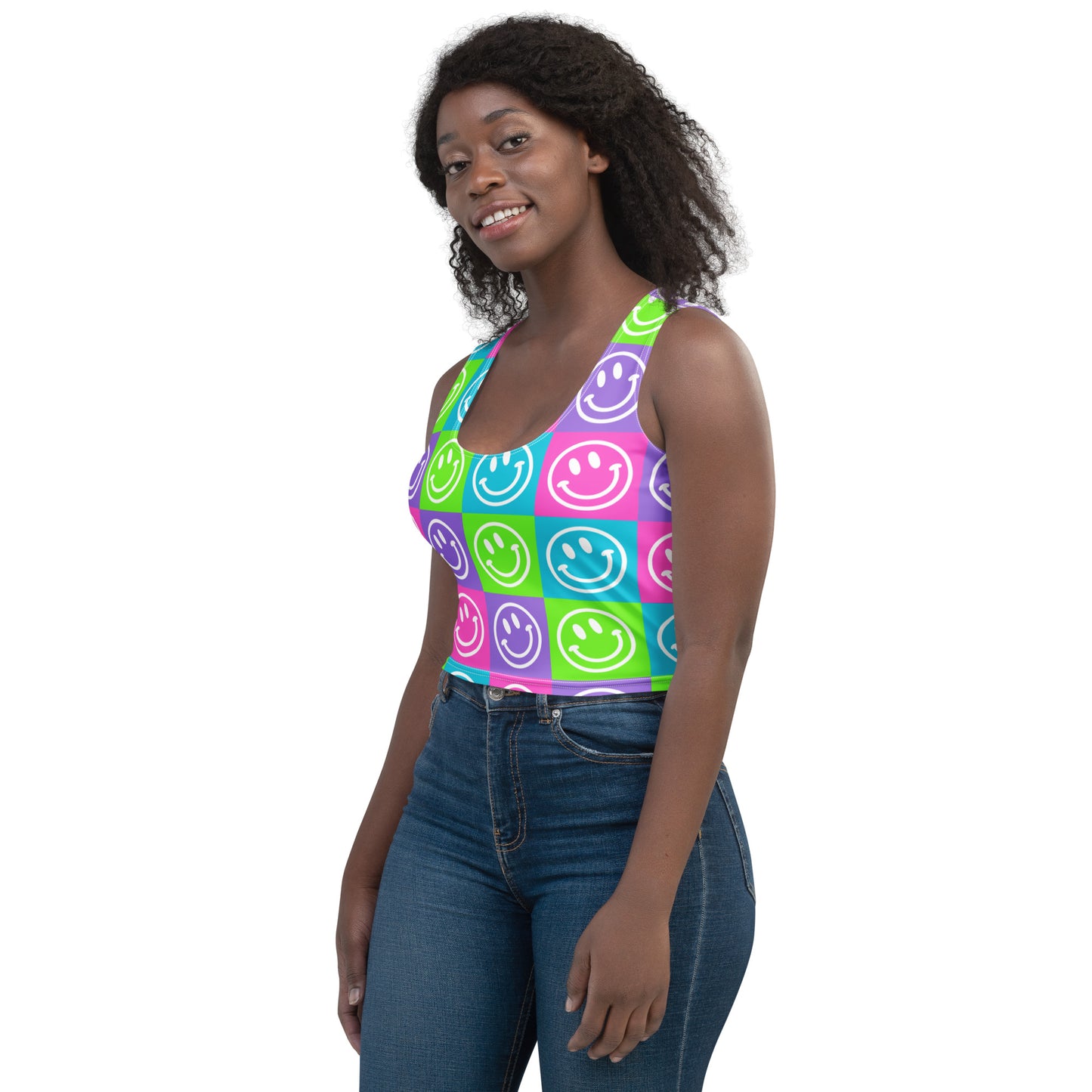 Bright Checker Smile Crop Top