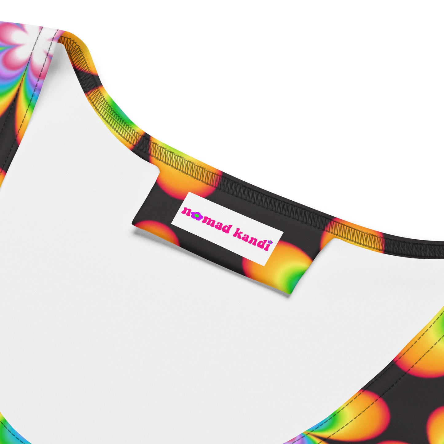 Rainbow Bloom Black Crop Top