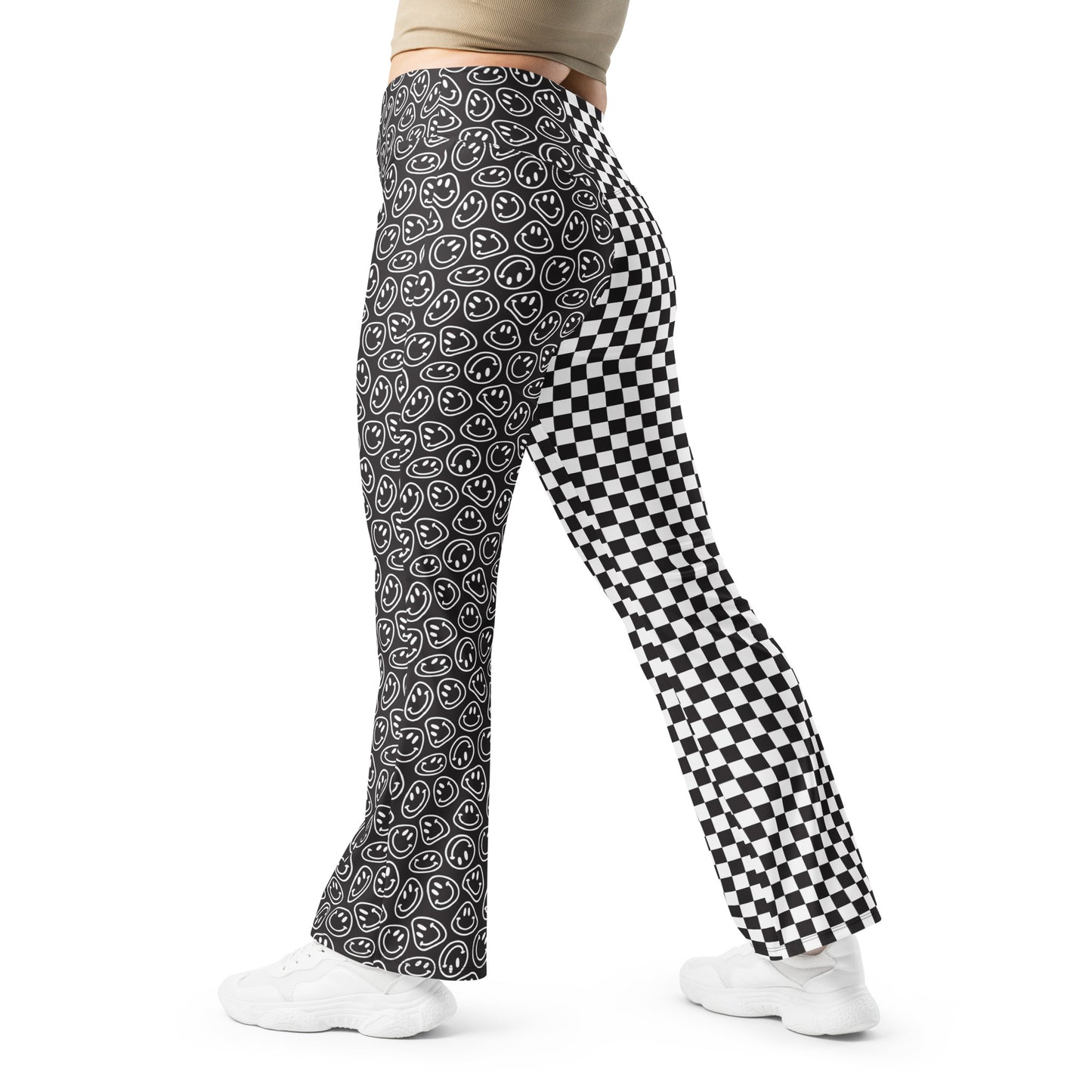 B&W Smiles Checkered Flare Pants