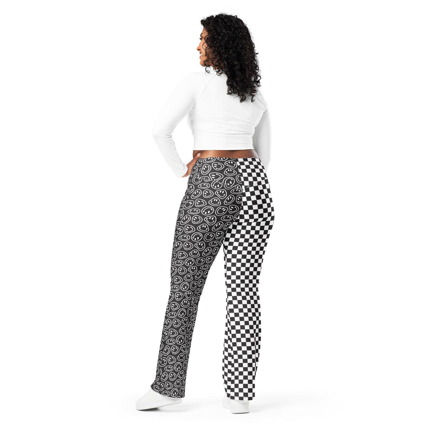 B&W Smiles Checkered Flare Pants