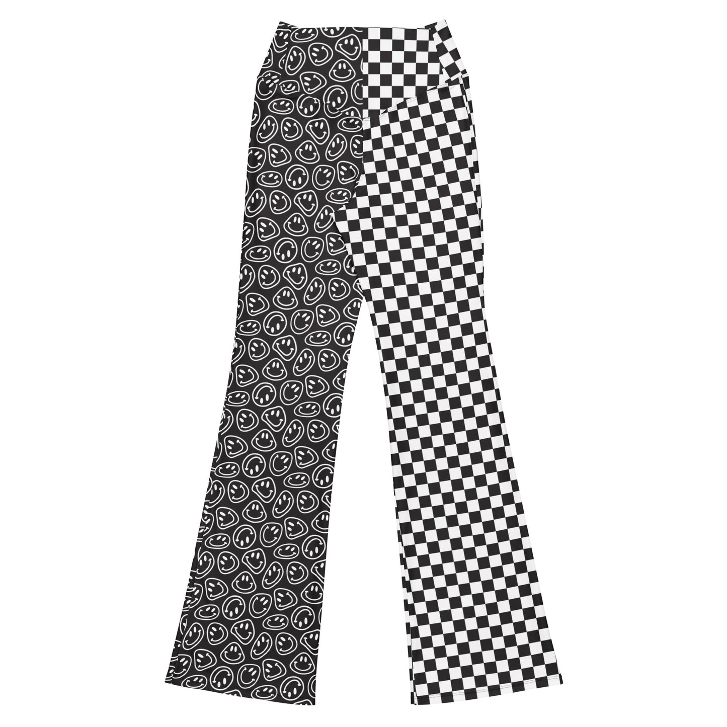 B&W Smiles Checkered Flare Pants