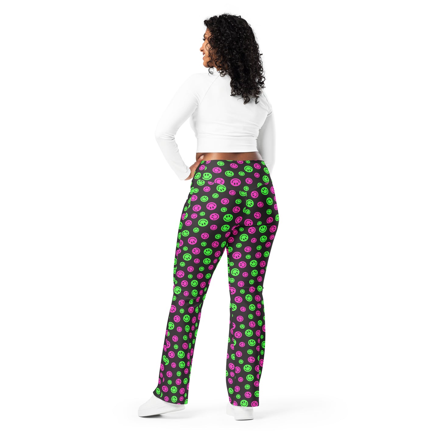 Pink & Green Smiles Flare Pants