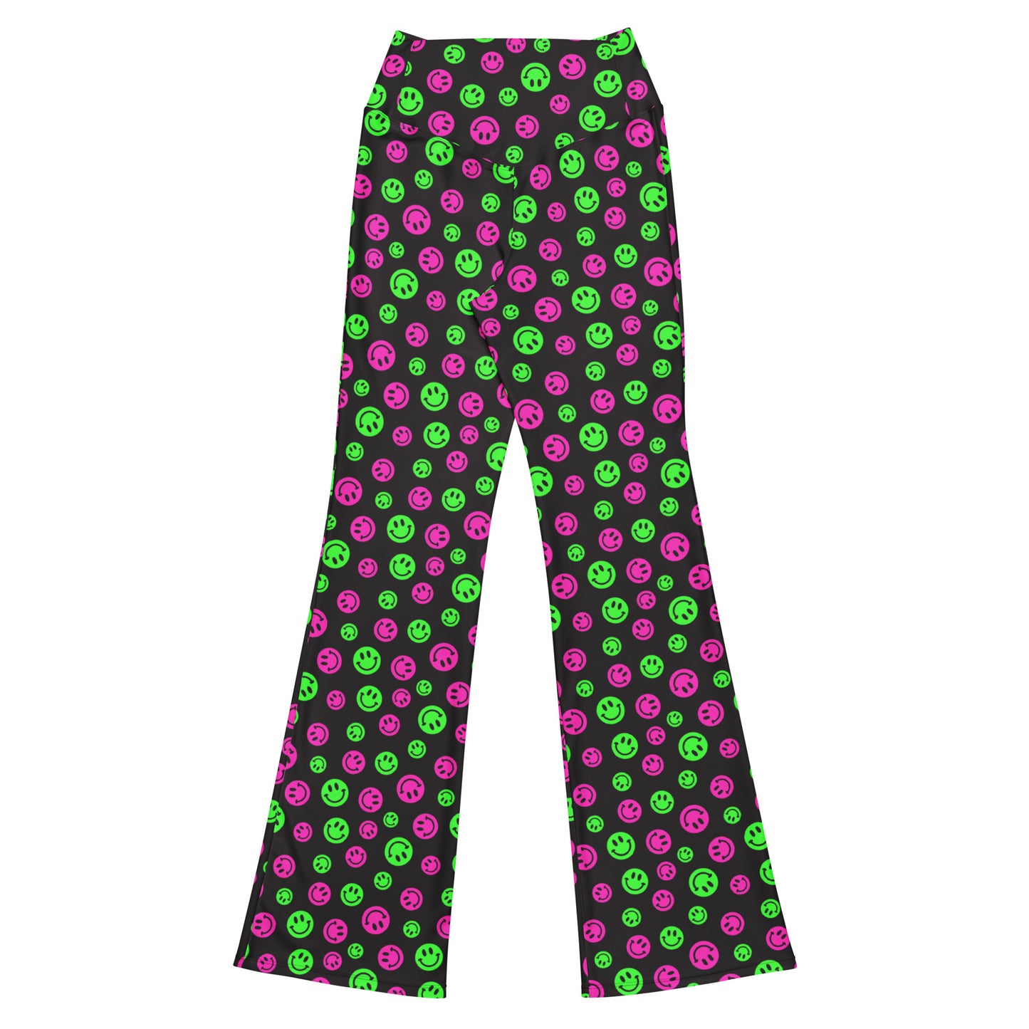 Pink & Green Smiles Flare Pants