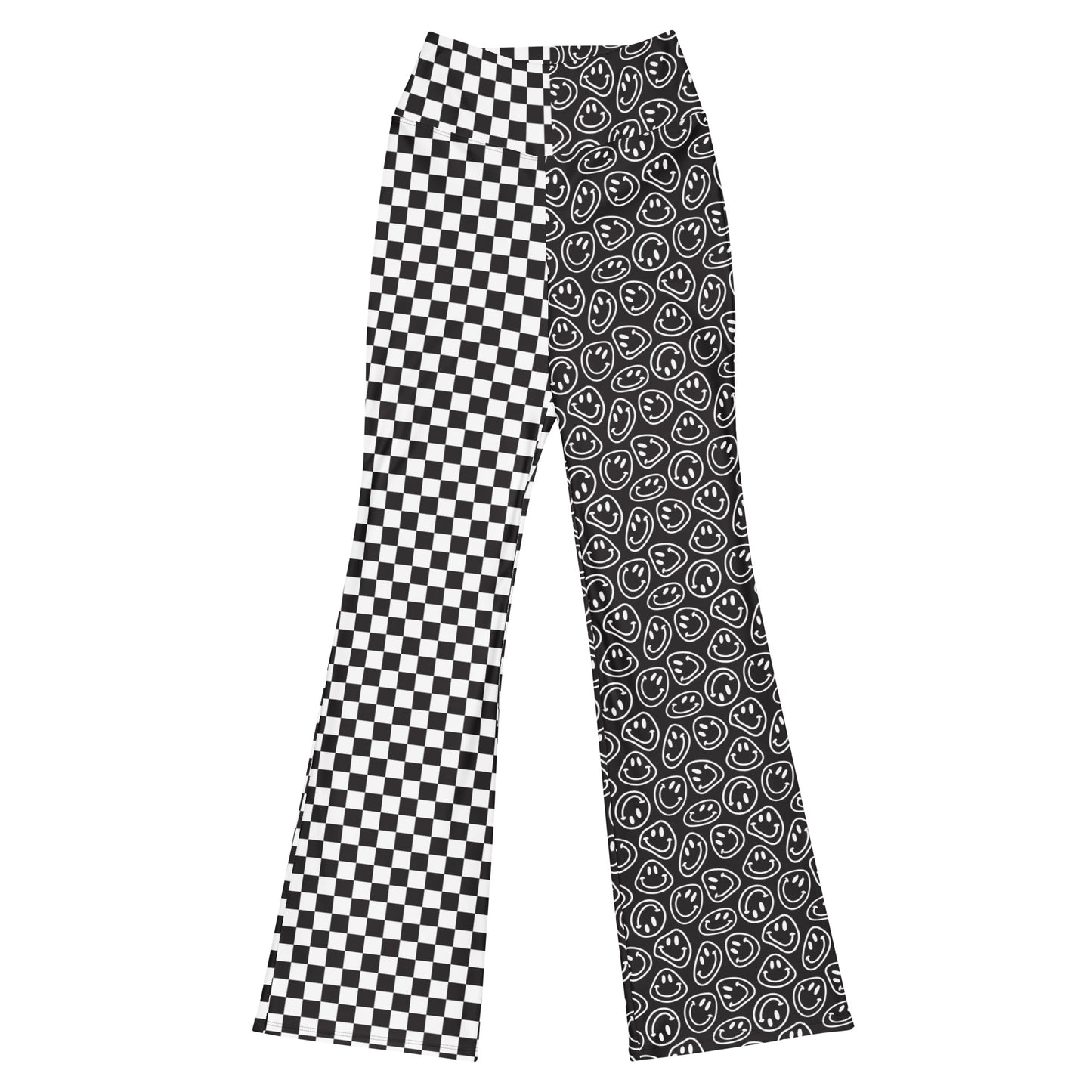 B&W Smiles Checkered Flare Pants