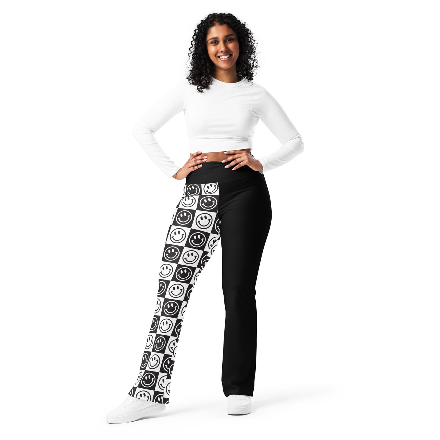 B&W Checker Split Flare Pants