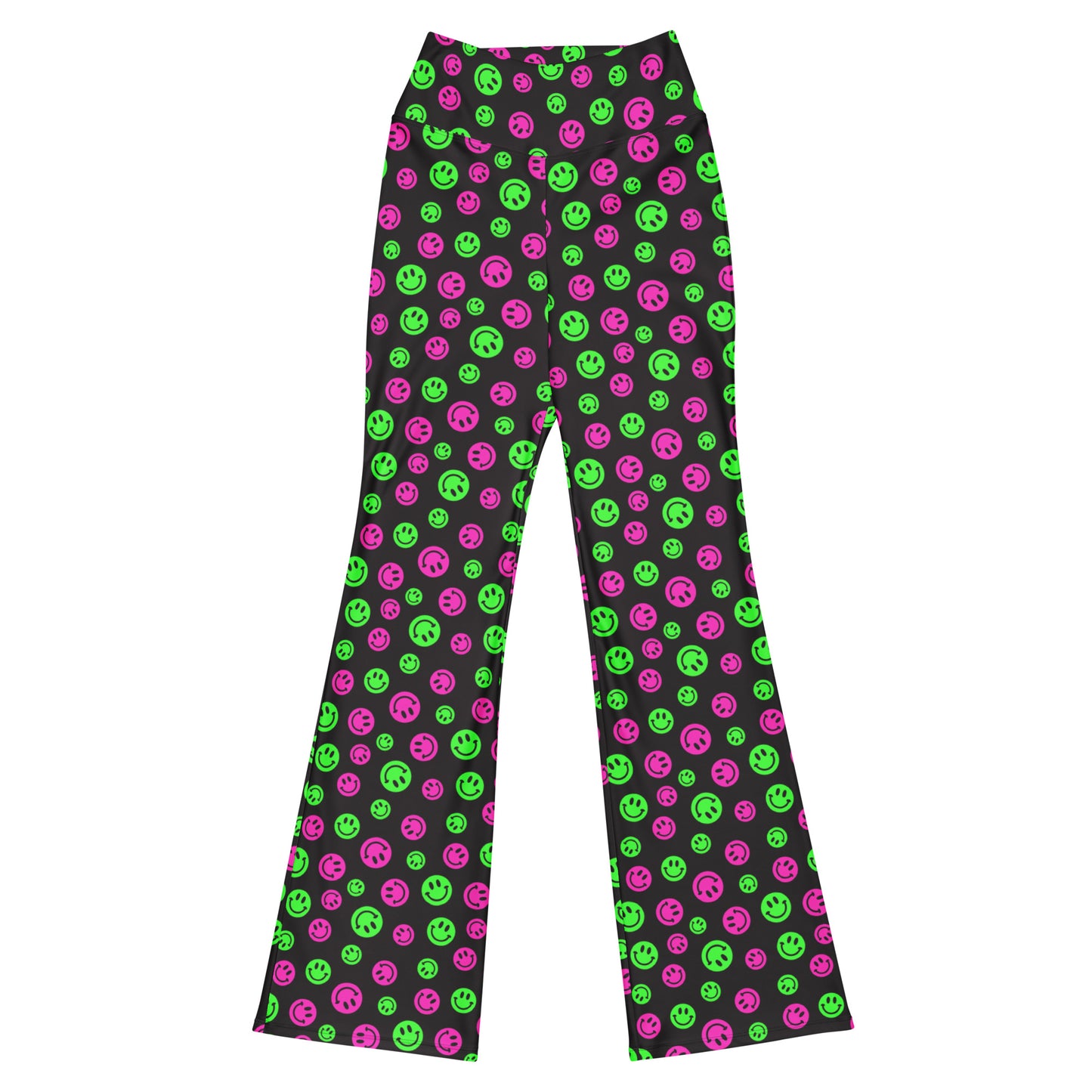 Pink & Green Smiles Flare Pants