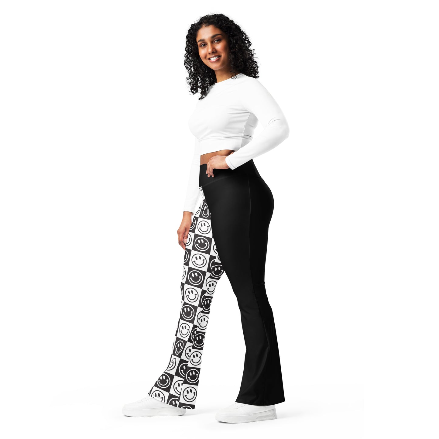 B&W Checker Split Flare Pants