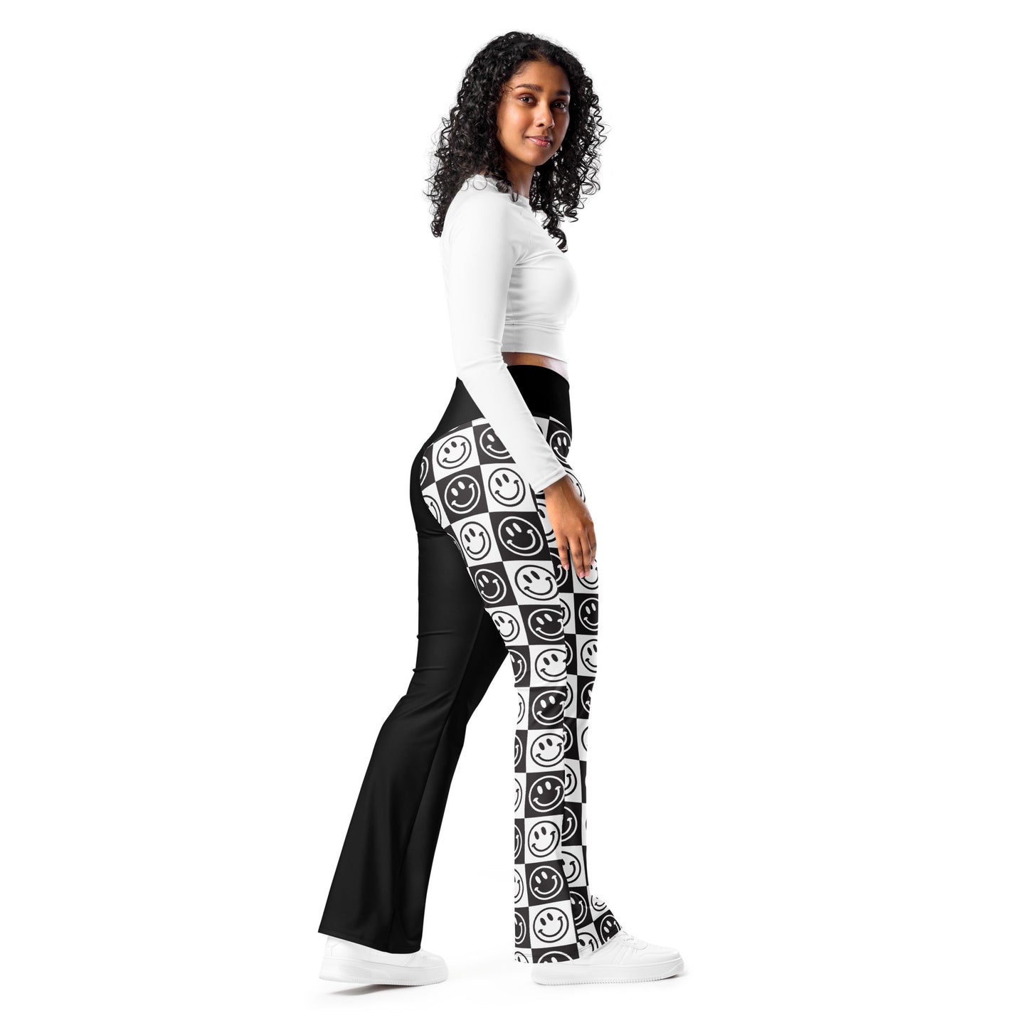 B&W Checker Split Flare Pants