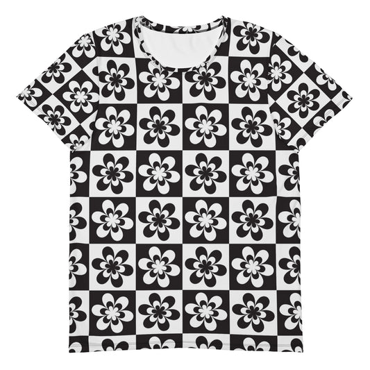 B&W Checker Daisy Athletic T-shirt