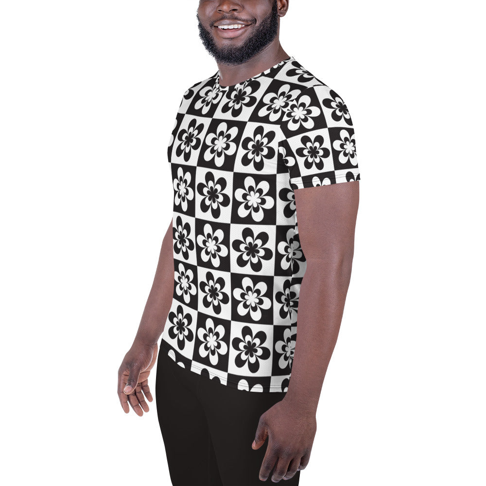 B&W Checker Daisy Athletic T-shirt