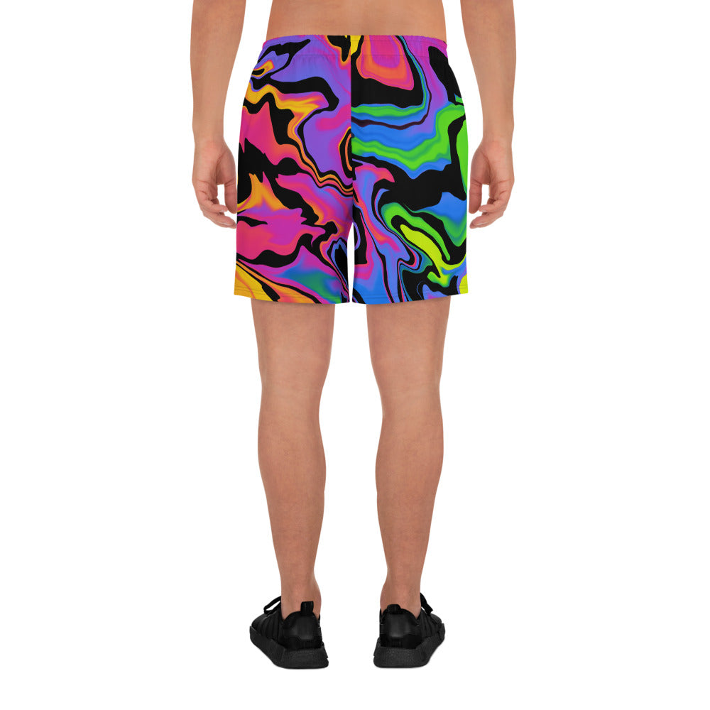 Dark Rainbow Swirl Men's Athletic Shorts