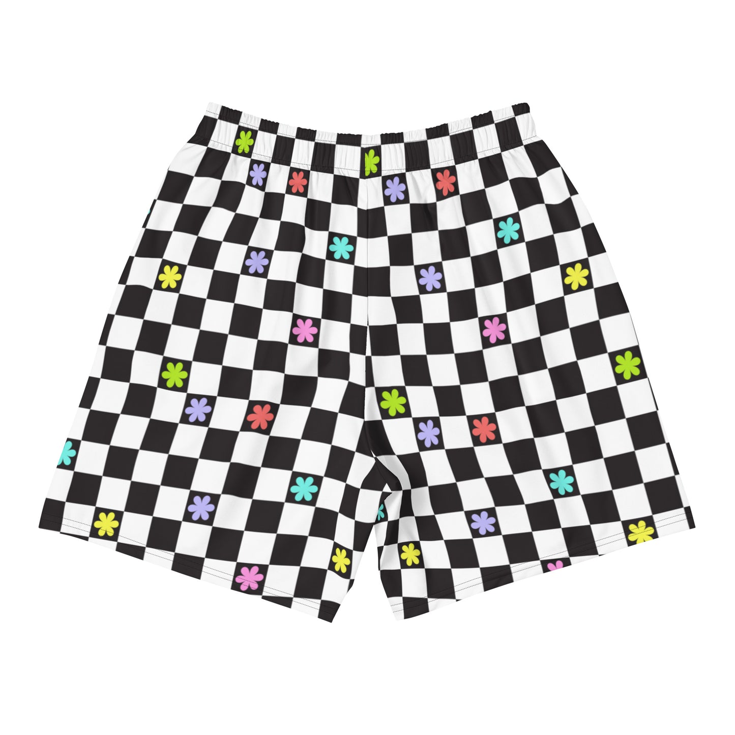 Checkered Flowers Men's Athletic Shorts