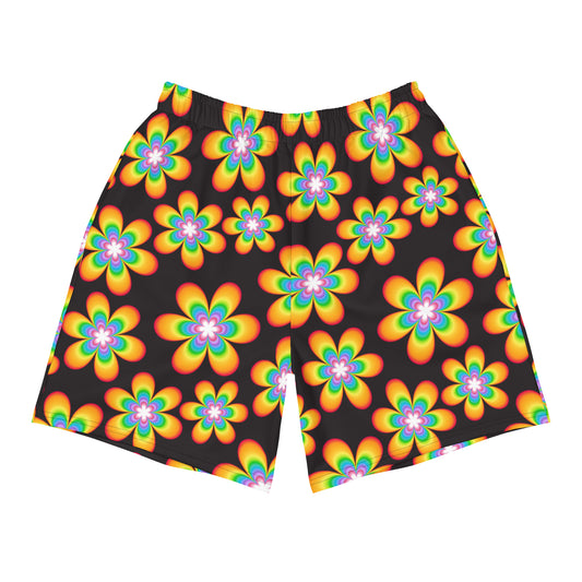 Rainbow Bloom Black Men's Athletic Shorts