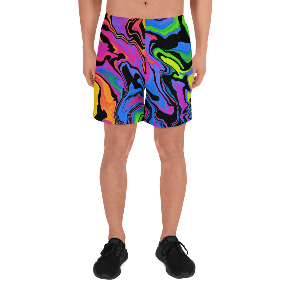 Dark Rainbow Swirl Men's Athletic Shorts