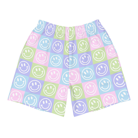 Pastel Checker Smile Men's Athletic Shorts