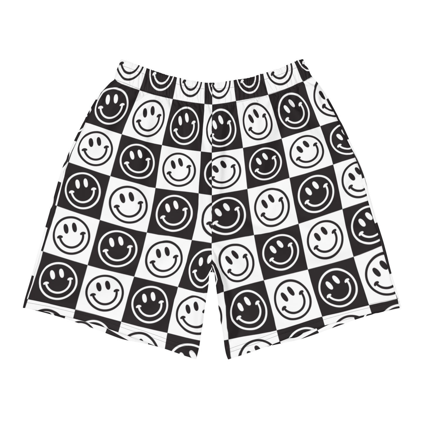 B&W Checker Smile Men's Athletic Shorts