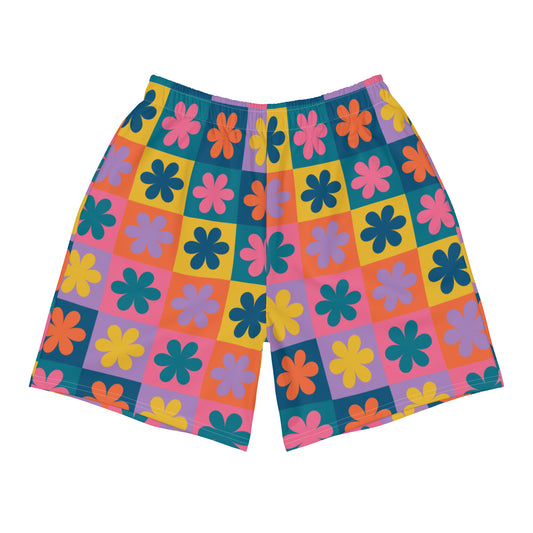 Retro Daisy Men's Recycled Athletic Shorts