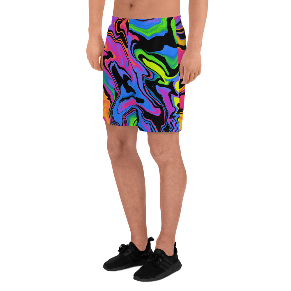 Dark Rainbow Swirl Men's Athletic Shorts