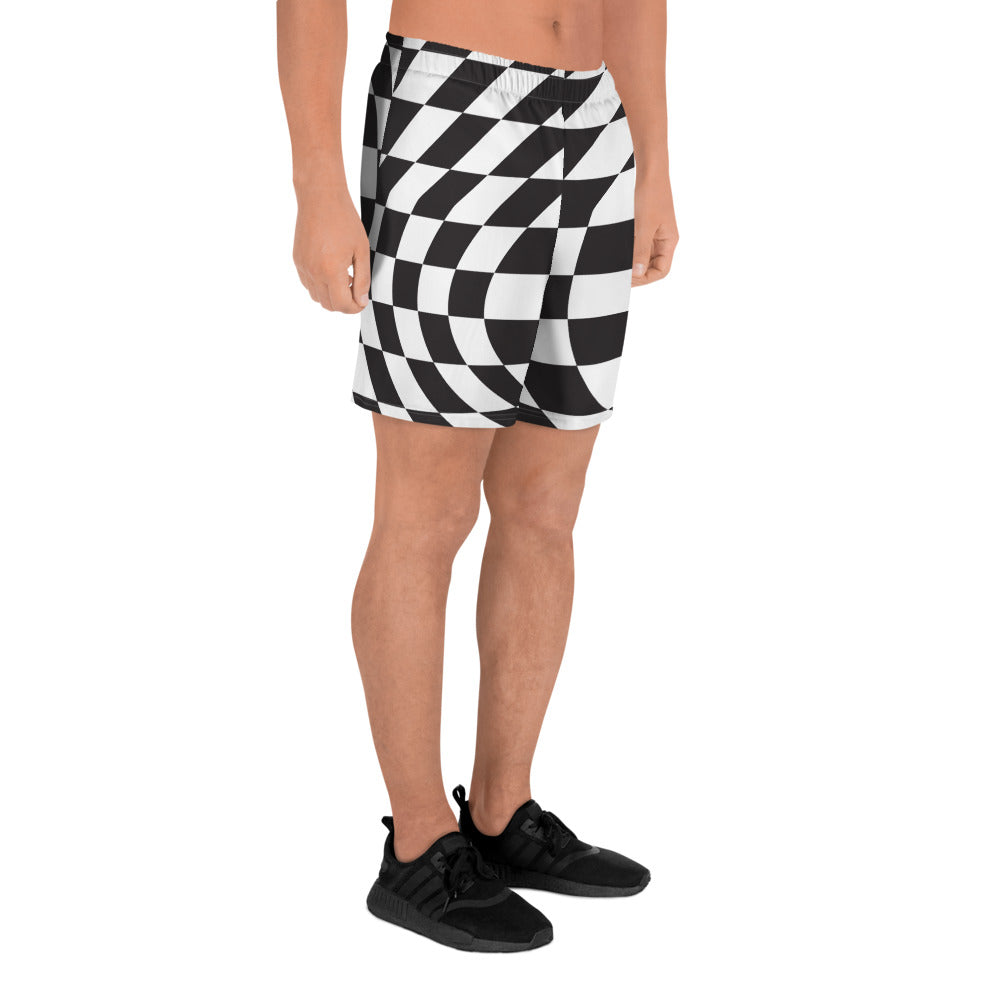 Trippy Checker Men's Athletic Shorts