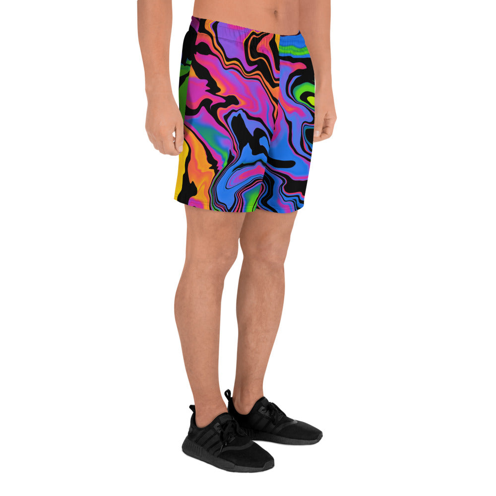 Dark Rainbow Swirl Men's Athletic Shorts