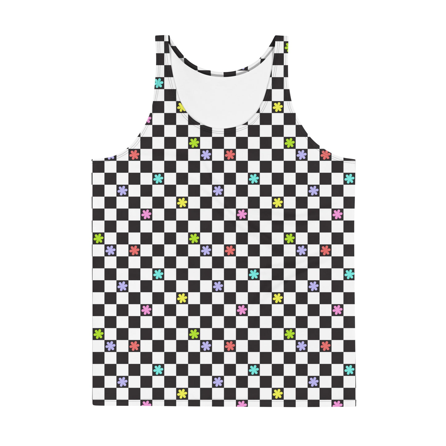 Checkered Flowers Tank Top