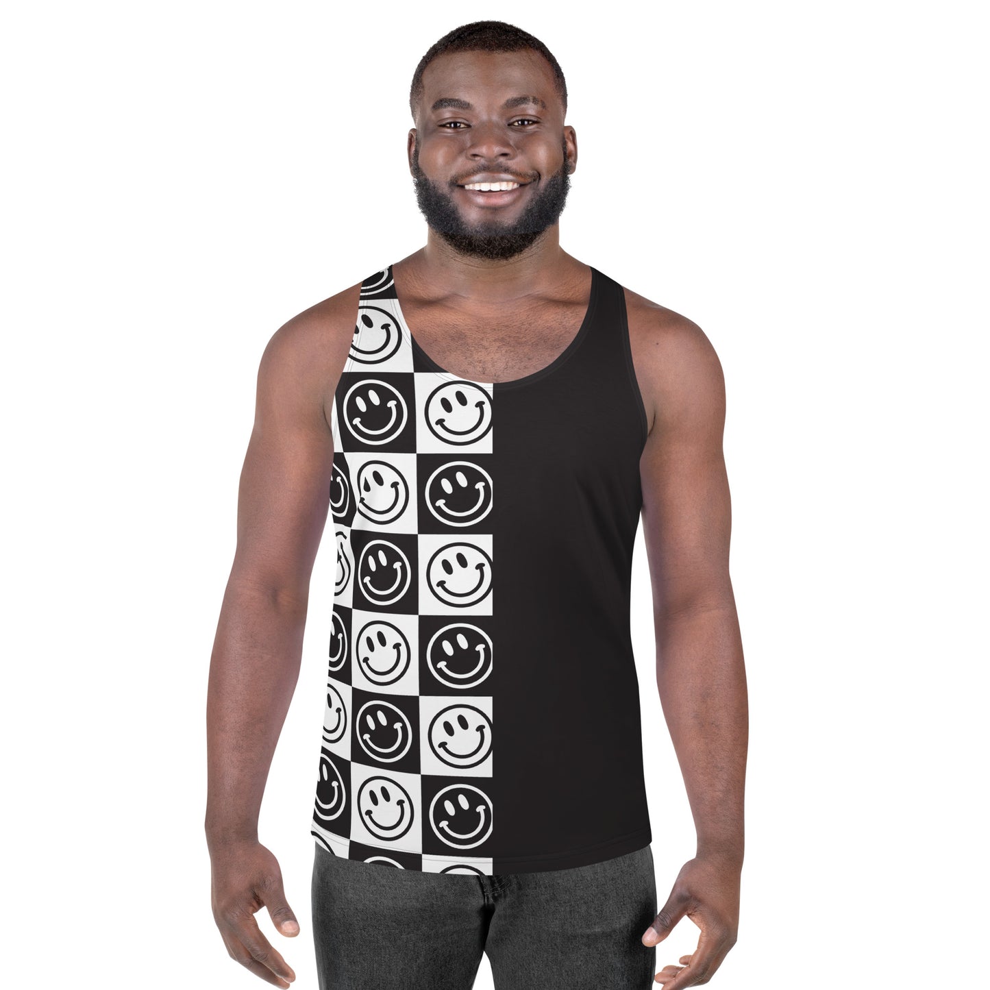 B&W Split Checker Smiles Tank Top