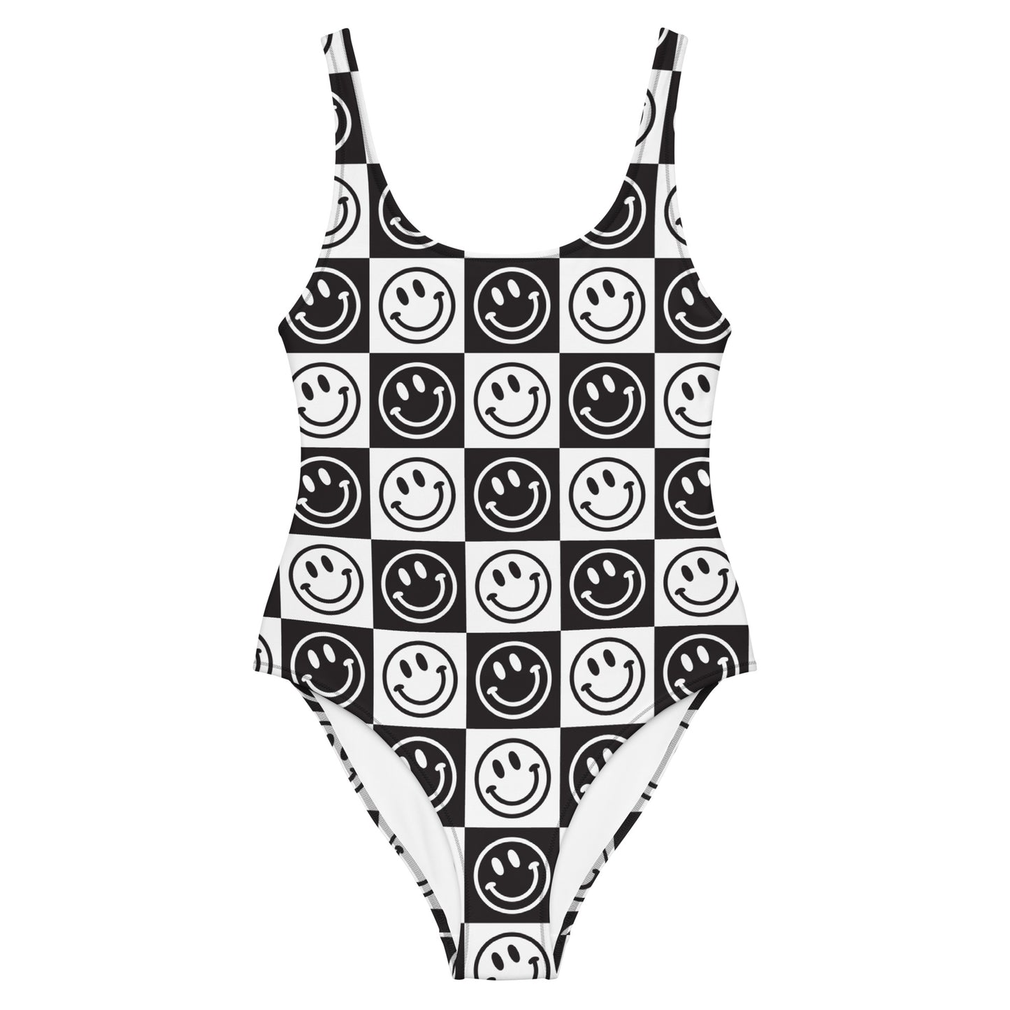 B&W Checker Smile One-Piece Swimsuit