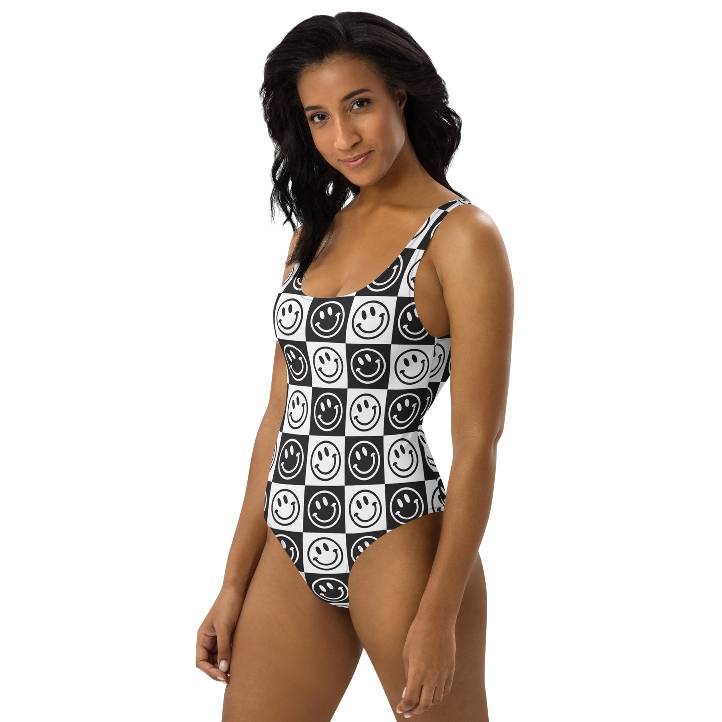 B&W Checker Smile One-Piece Swimsuit