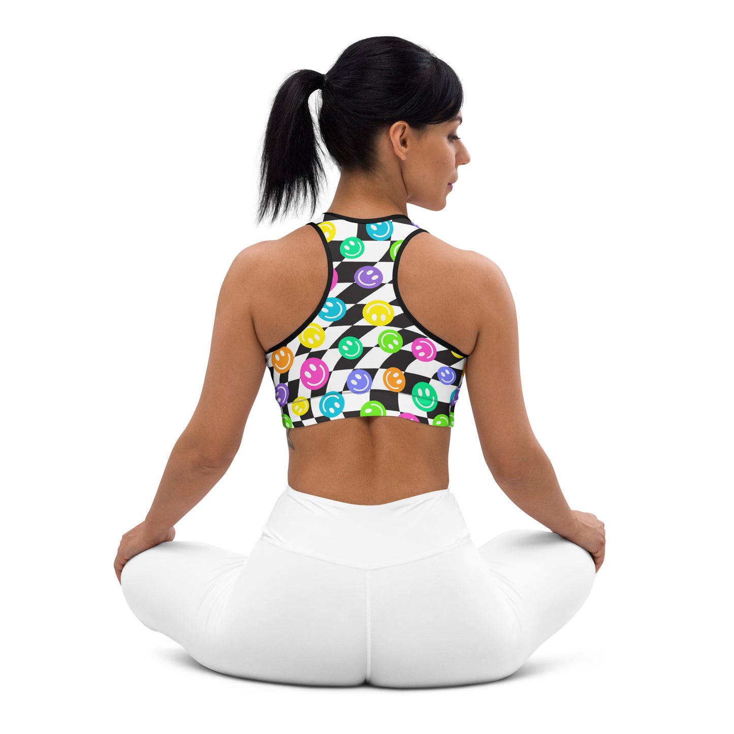 Happy Trippy Padded Sports Bra