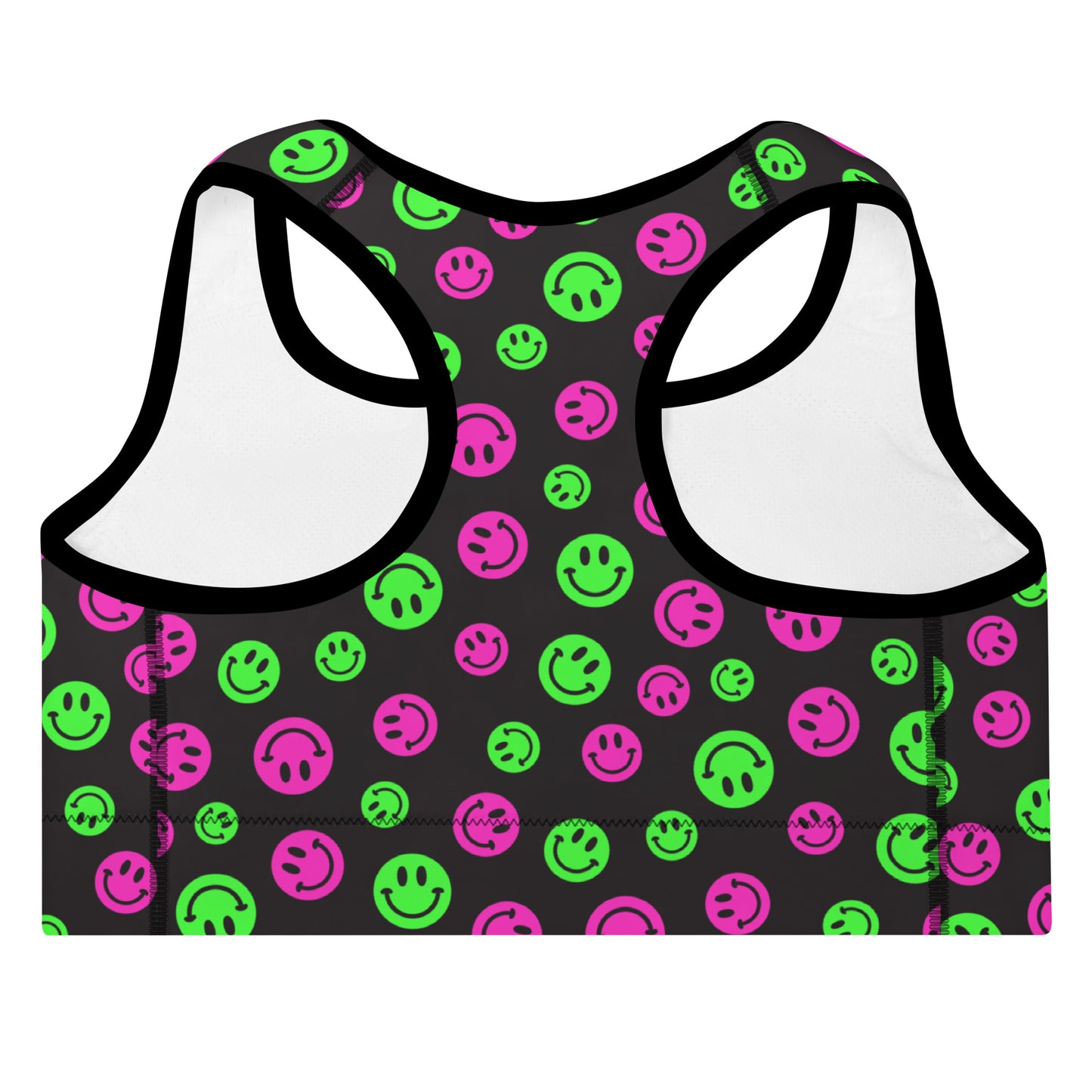 Pink & Green Smiles Padded Sports Bra