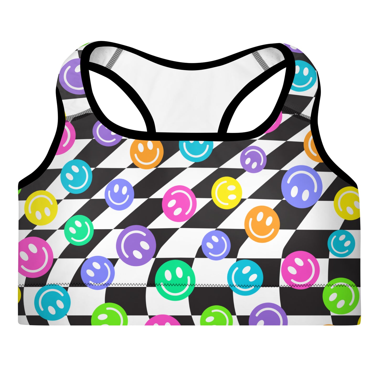 Happy Trippy Padded Sports Bra