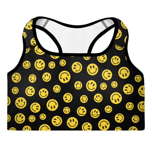 Yellow Smile Padded Sports Bra