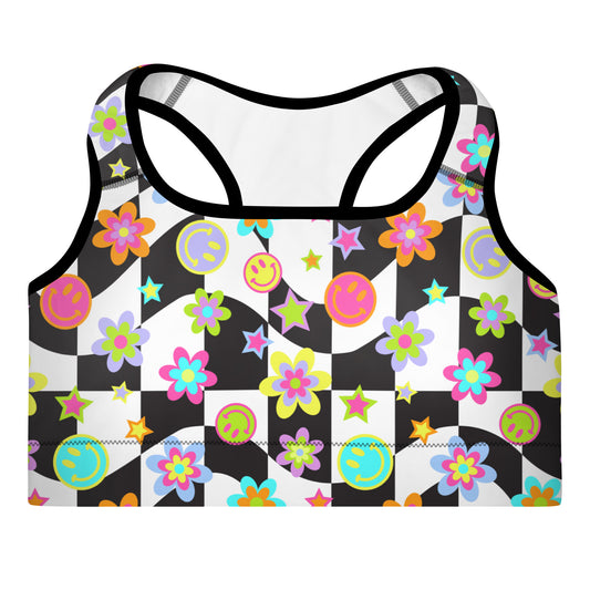 Groovy Checker Padded Sports Bra