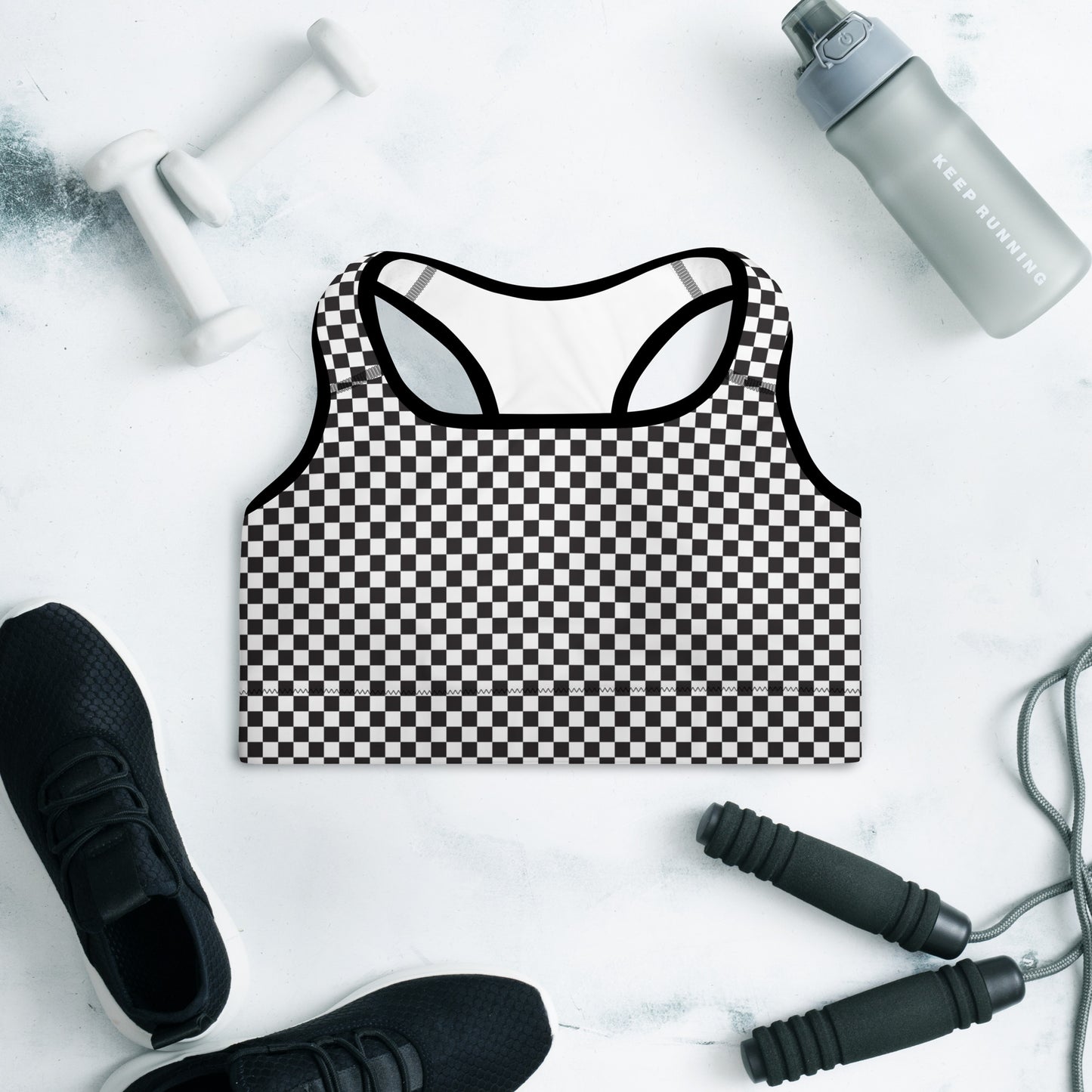 Checkered Padded Sports Bra