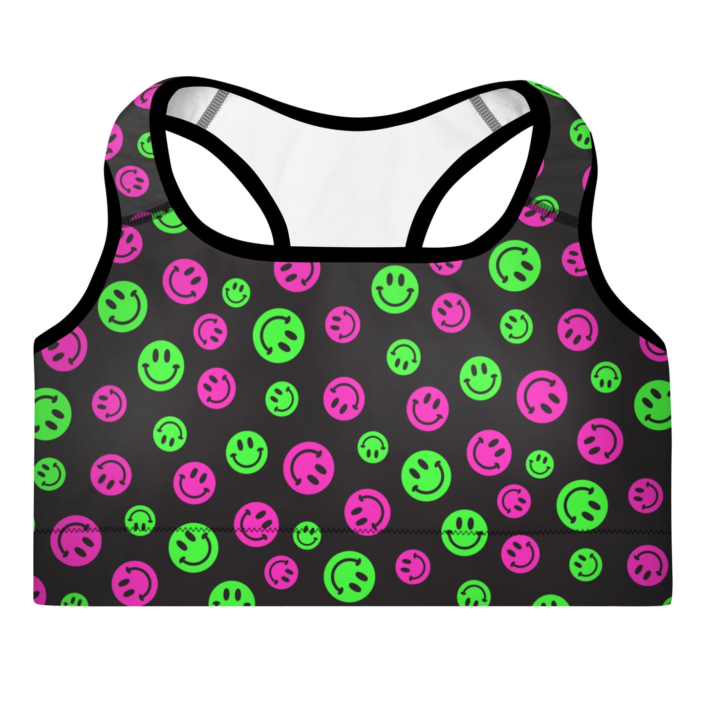 Pink & Green Smiles Padded Sports Bra