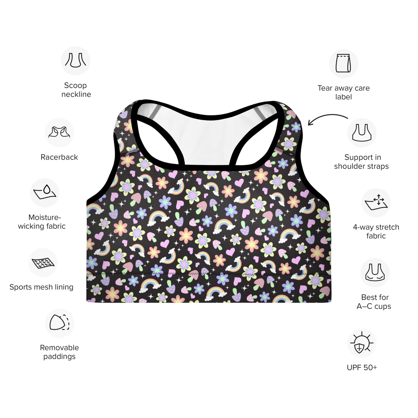 Dark Garden Padded Sports Bra