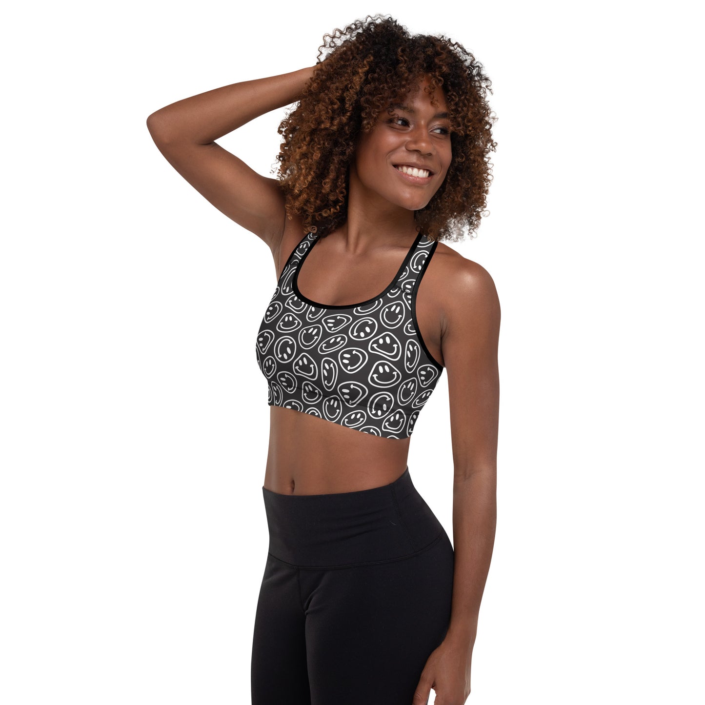 B&W Smiles Padded Sports Bra