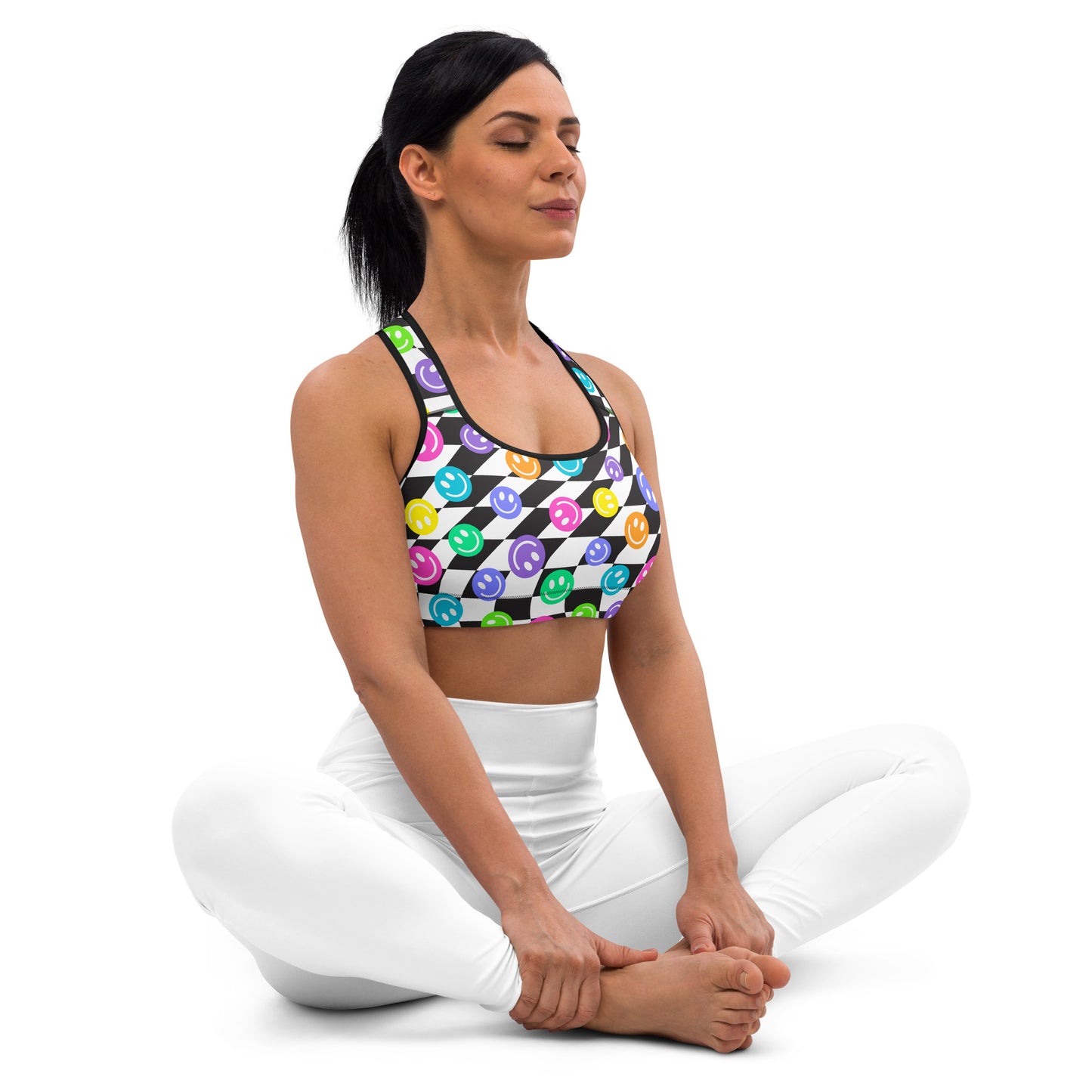 Happy Trippy Padded Sports Bra