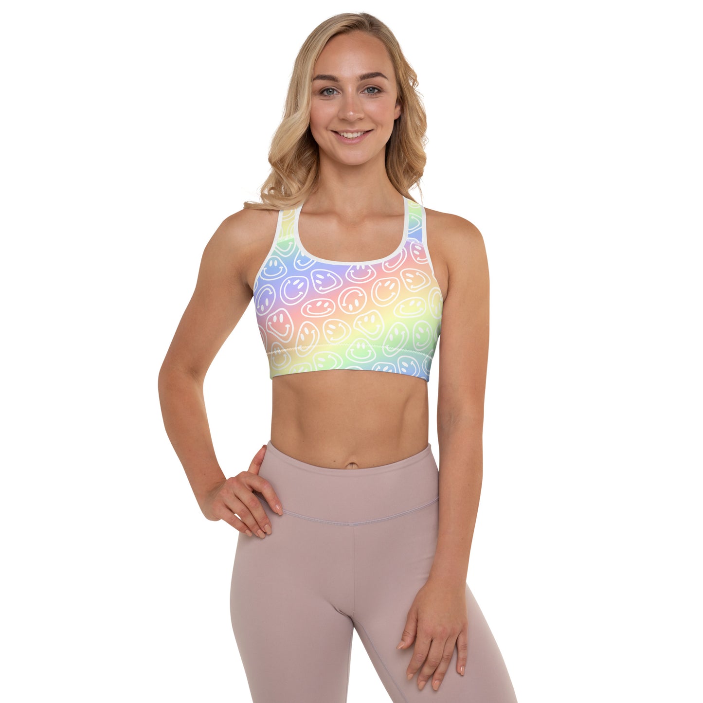 Pastel Smiles Padded Sports Bra