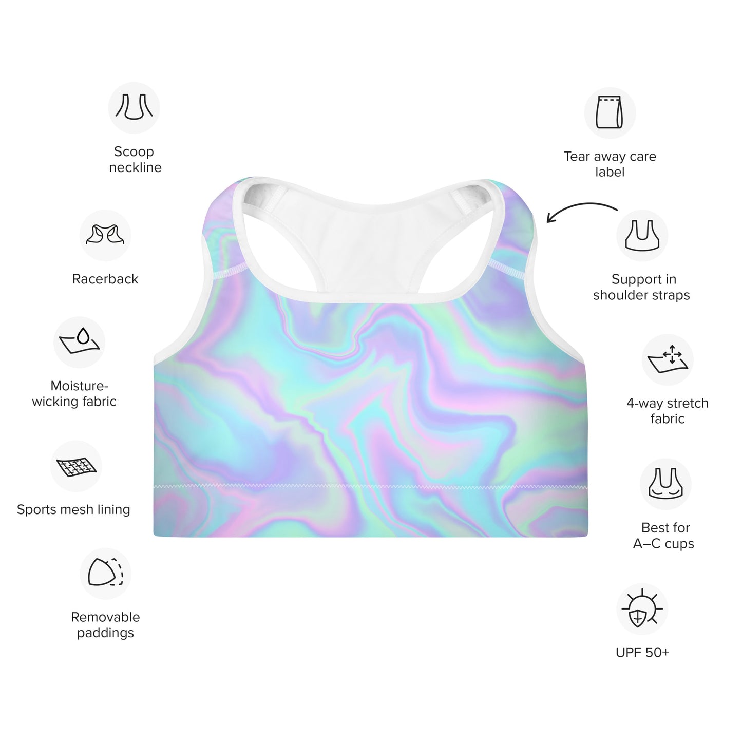 Pastel Watercolor Padded Sports Bra