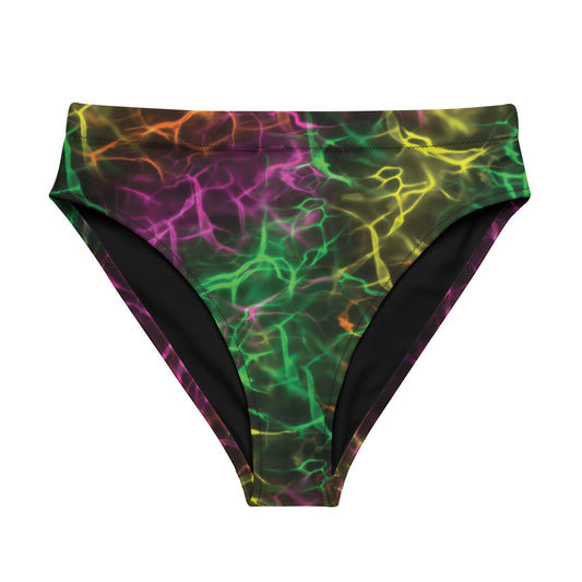 Neon Lightning High-Waisted Bikini Bottom