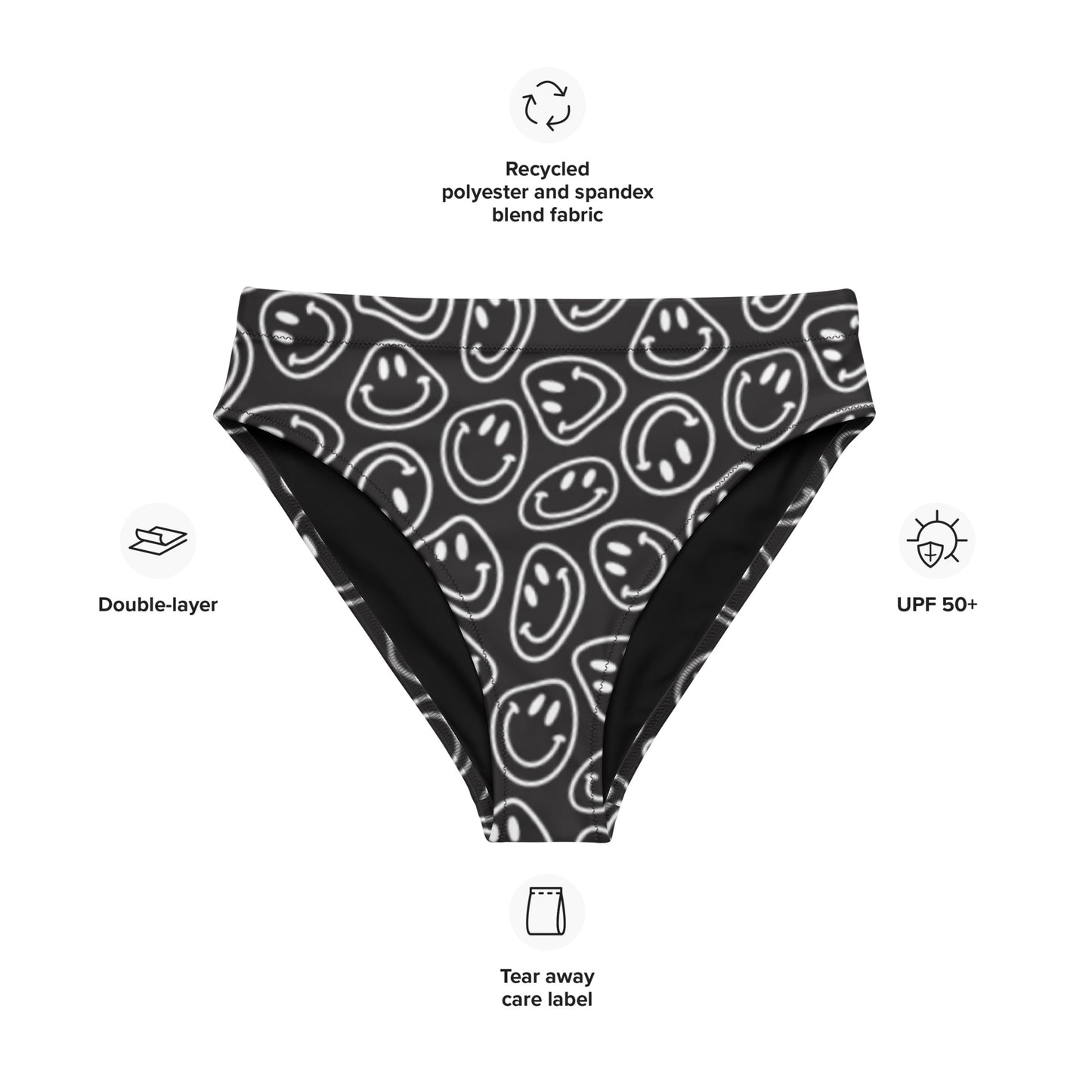 B&W Smiles High-Waisted Bikini Bottom